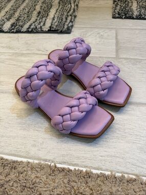 Steve Madden Lavender Braided Double-Strap Slide Sandals - Women